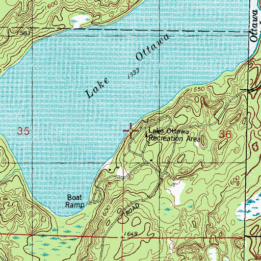 Topographic Map of Lake Ottawa Recreation Area, MI