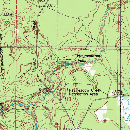 Topographic Map of Haymeadows Falls, MI