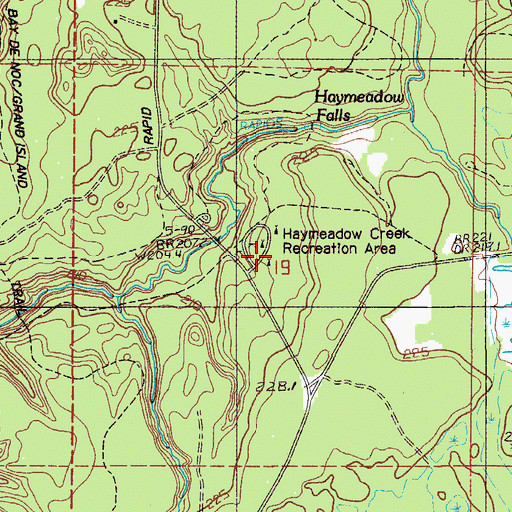 Topographic Map of Haymeadow Creek Recreation Area, MI