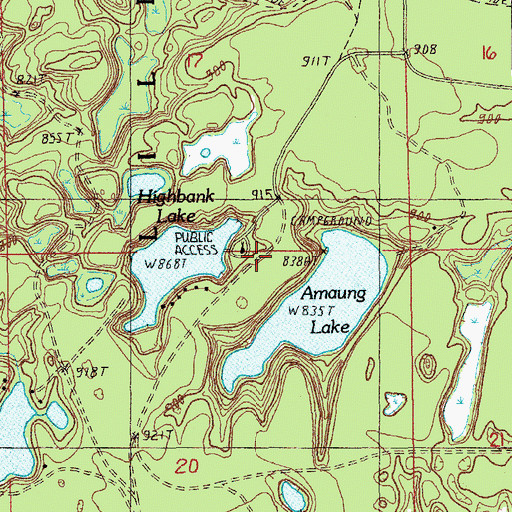 Topographic Map of Highbank Lake Recreation Area, MI