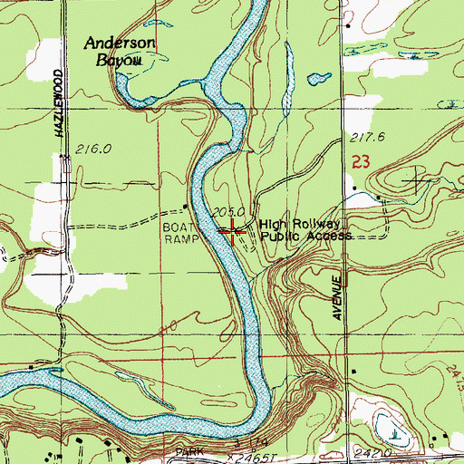 Topographic Map of High Rollway Public Access, MI