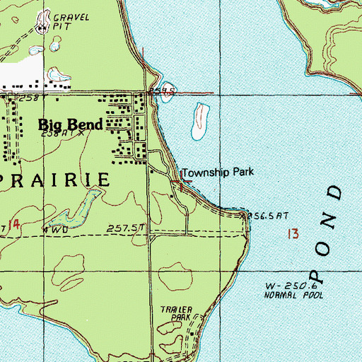Topographic Map of Big Prairie Township Park, MI