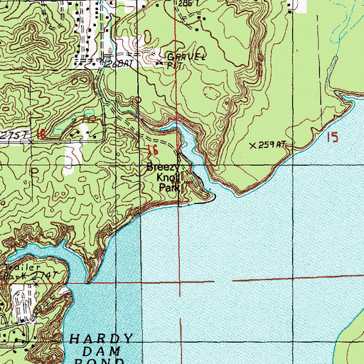 Topographic Map of Breezy Knoll Park, MI
