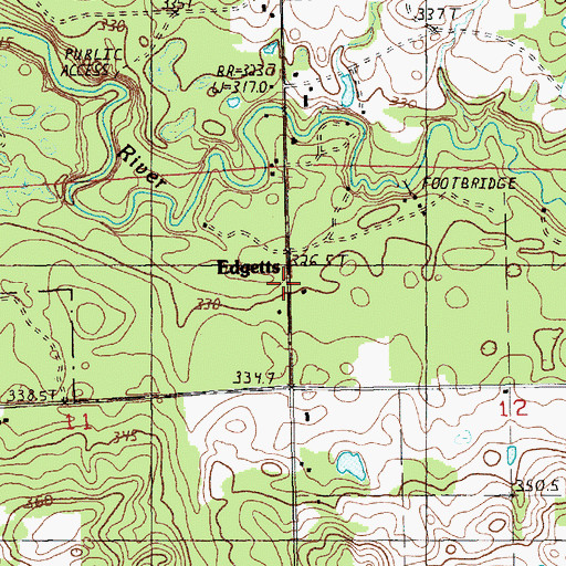 Topographic Map of Edgetts, MI