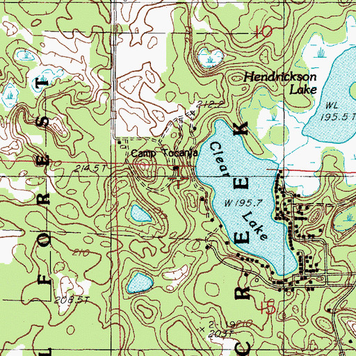 Topographic Map of Camp Tocanja, MI
