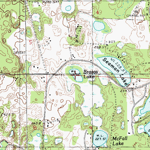 Topographic Map of Brasas Lake, MI