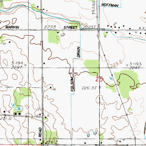 Topographic Map of Folsom Drain, MI