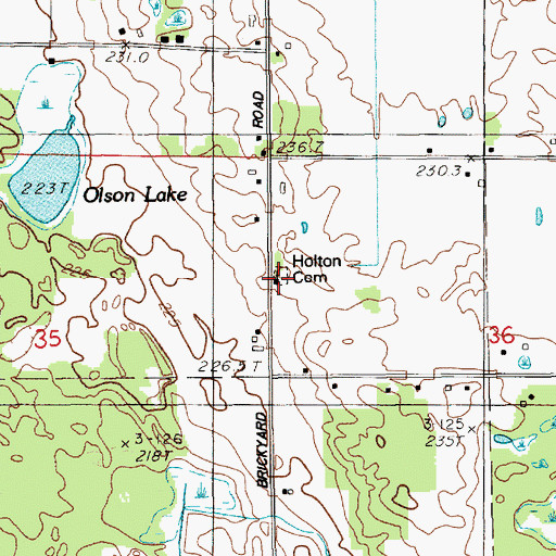 Topographic Map of Holton Cemetery, MI