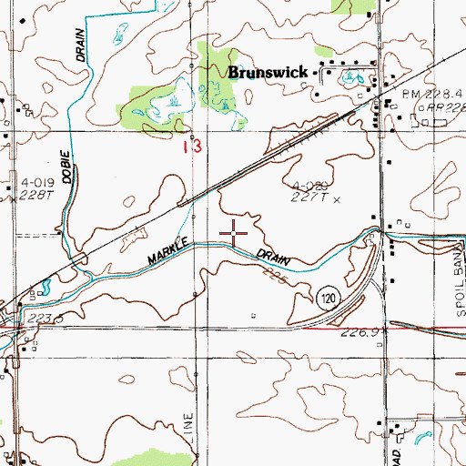 Topographic Map of Markle Drain, MI