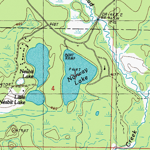 Topographic Map of Norway Lake, MI