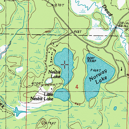 Topographic Map of Nesbit Lake, MI