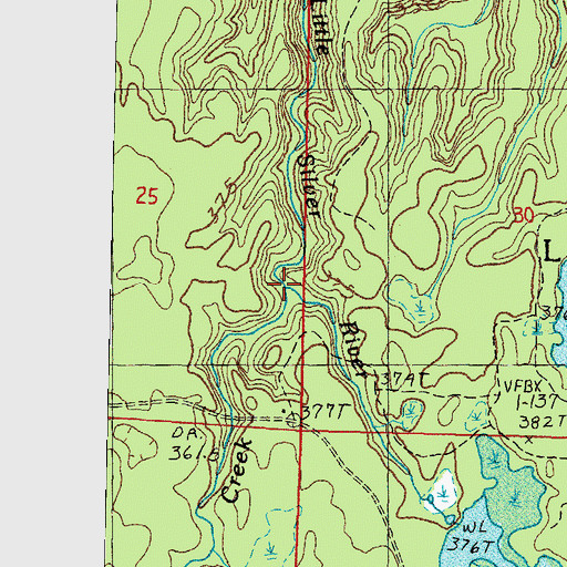 Topographic Map of Acadian Creek, MI