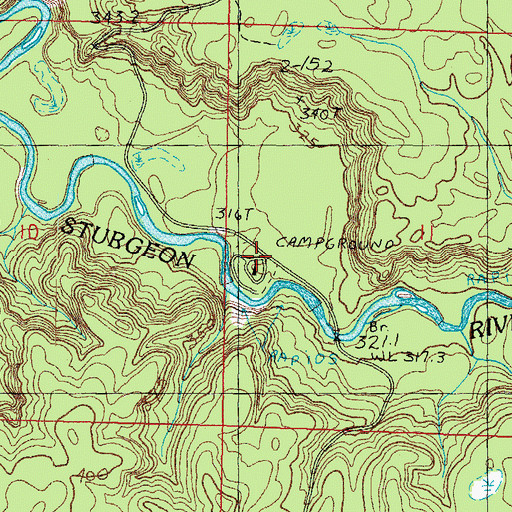 Topographic Map of Sturgeon River Campground, MI