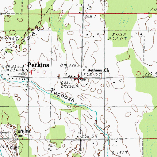 Topographic Map of Bethany Church, MI