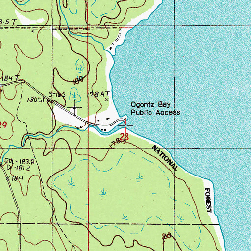 Topographic Map of Ogontz Bay Public Access, MI