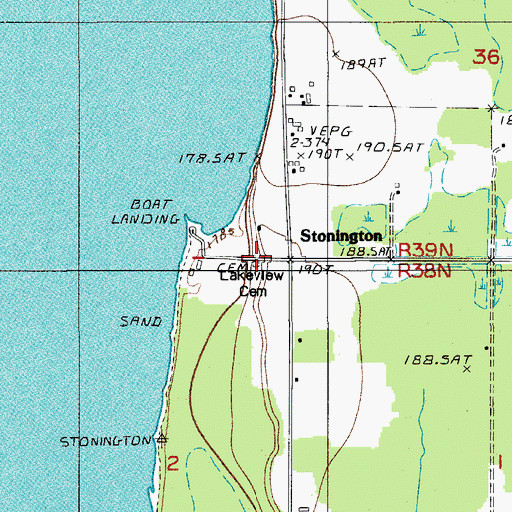 Topographic Map of Lakeview Cemetery, MI