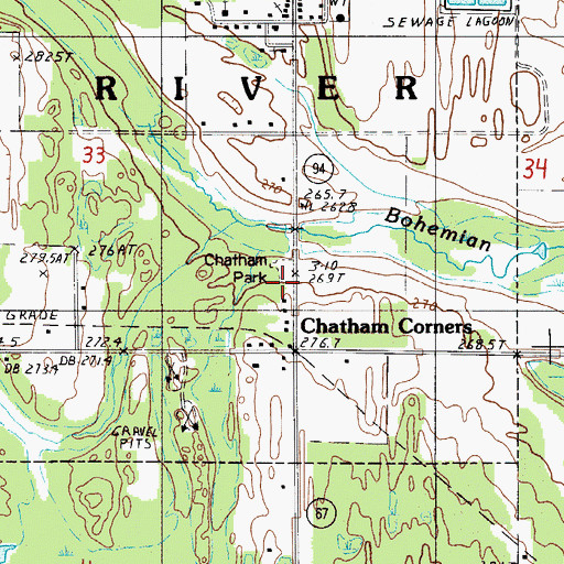 Topographic Map of Chatham Park, MI