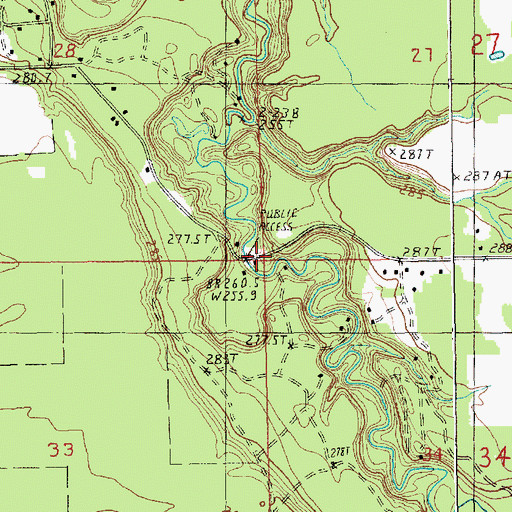 Topographic Map of Hoxeyville Bridge, MI