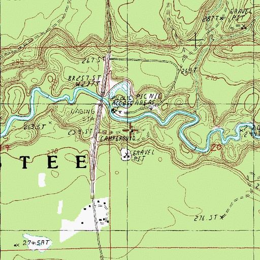 Topographic Map of Peterson Bridge Campground, MI