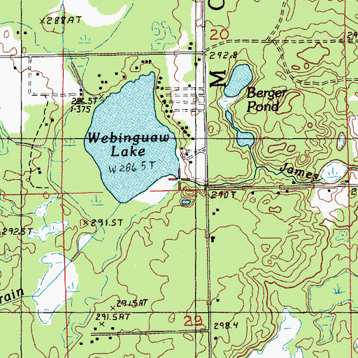Topographic Map of James Creek, MI