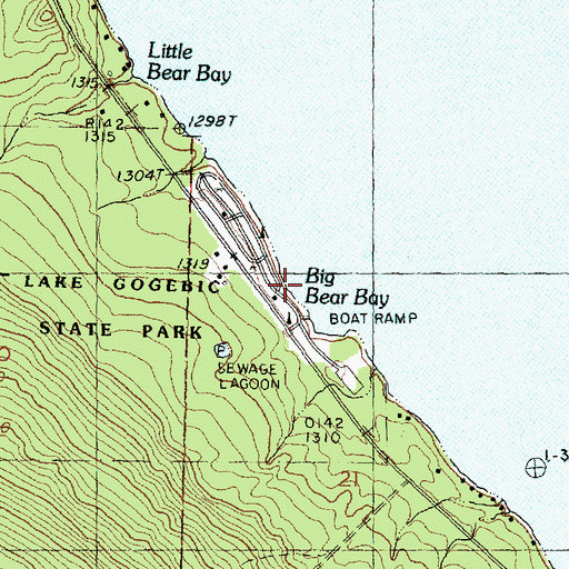 Topographic Map of Big Bear Bay, MI