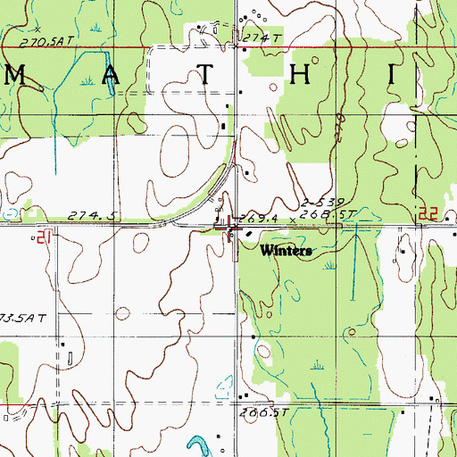 Topographic Map of Winters, MI