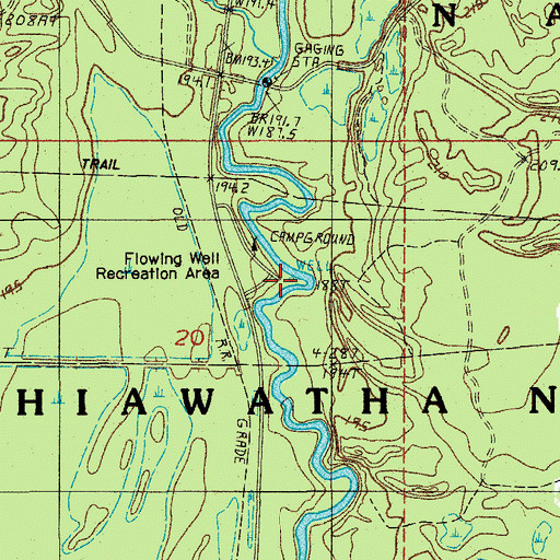 Topographic Map of Flowing Well, MI