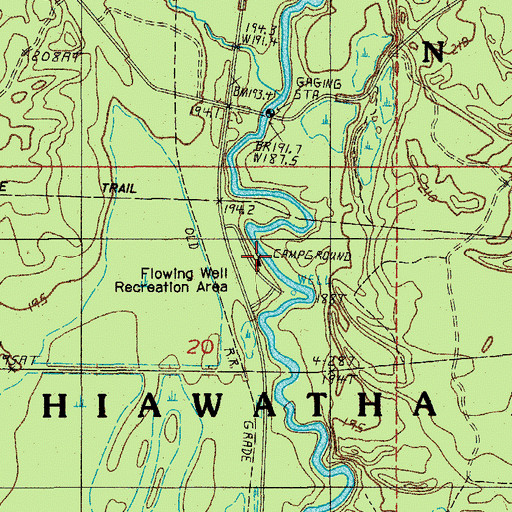 Topographic Map of Flowing Well Campground, MI