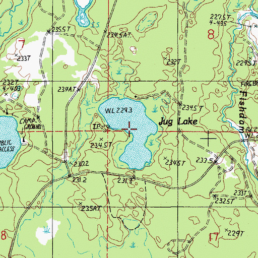 Topographic Map of Jug Lake, MI