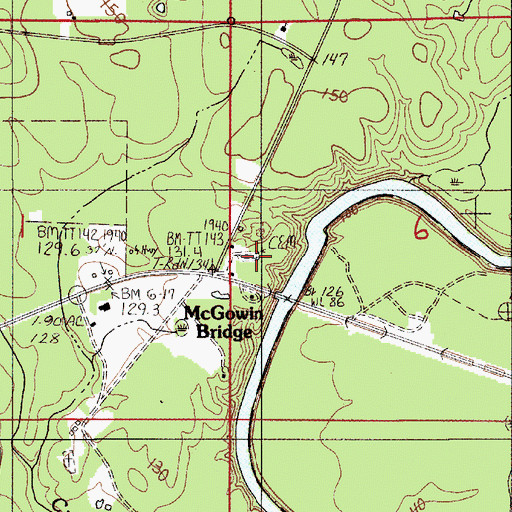 Topographic Map of McGowin Ferry Cemetery, AL