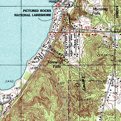 Topographic Map of Tannery Falls, MI
