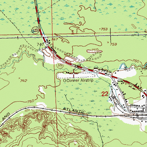 Topographic Map of O Conner Airstrip (historical), MI
