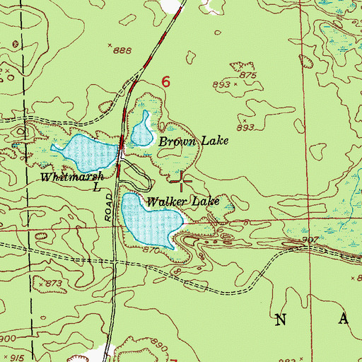 Topographic Map of Three Lakes Campground, MI