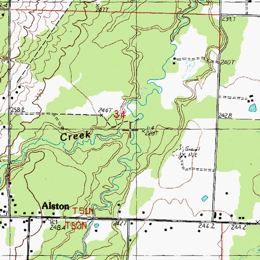 Topographic Map of Mill Creek, MI
