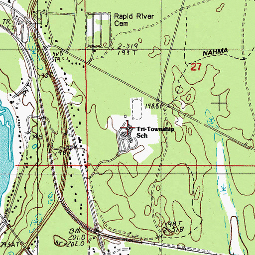 Topographic Map of Rapid River Public Schools, MI