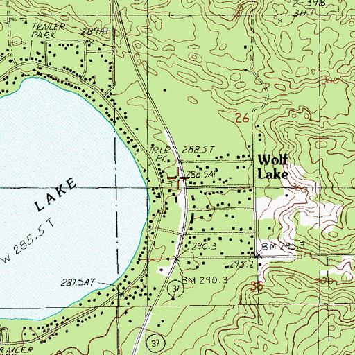 Topographic Map of Wolf Lake, MI