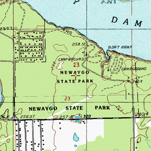 Topographic Map of Newaygo State Park, MI