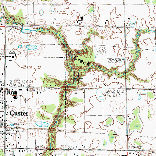 Topographic Map of Hatting Creek, MI