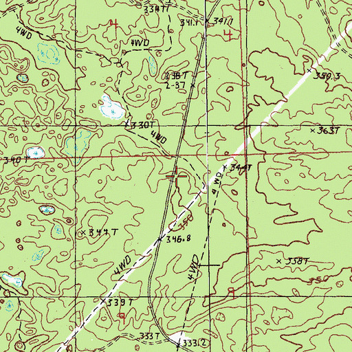Topographic Map of Hungerford Cross Country Ski Trail, MI