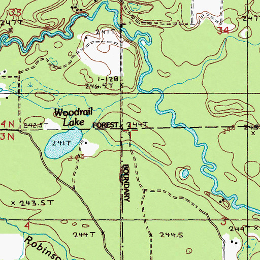Topographic Map of Newaygo County Snowmobile Trail, MI