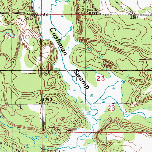 Topographic Map of Cushman Swamp, MI