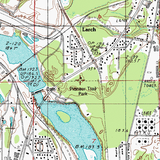 Topographic Map of Pioneer Trail Park Campground, MI