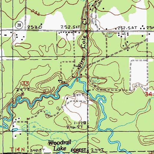 Topographic Map of First Cole Creek, MI
