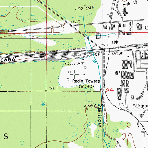 Topographic Map of WDBC Radio Tower (Petoskey), MI