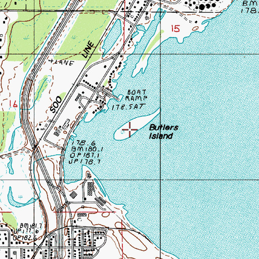 Topographic Map of Butlers Island, MI