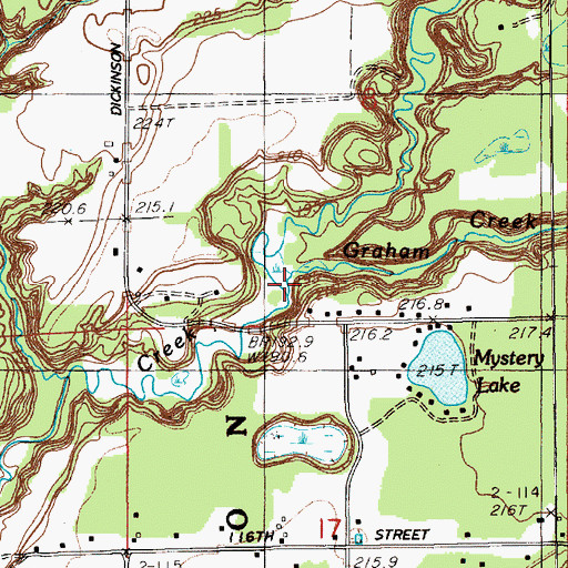 Topographic Map of Graham Creek, MI