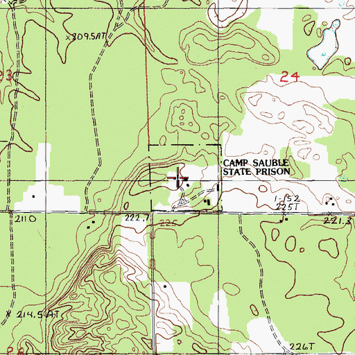 Topographic Map of Camp Sauble State Prison (historical), MI