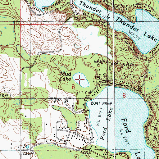 Topographic Map of Mud Lake, MI