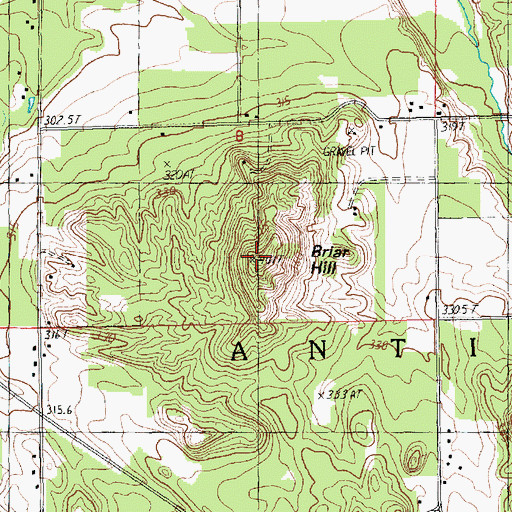 Topographic Map of Briar Hill, MI