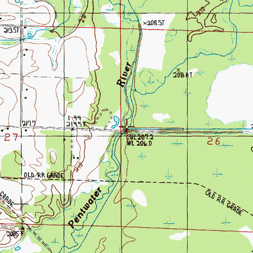 Topographic Map of Whiskey Creek, MI